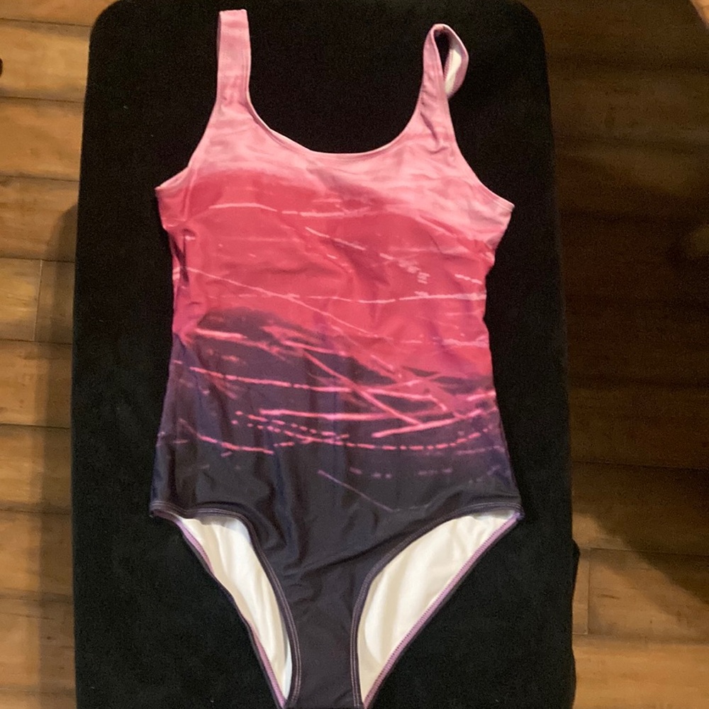 Size L women’s black and pink one piece swimsuit